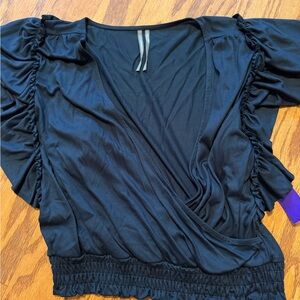 Anthropologie Navy Blue Ruffled Blouse